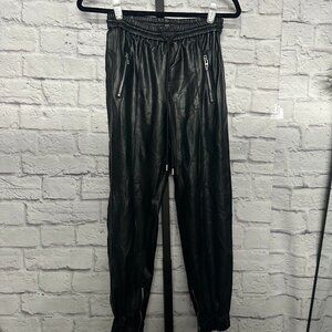 BLANK NYC Black Leather Joggers